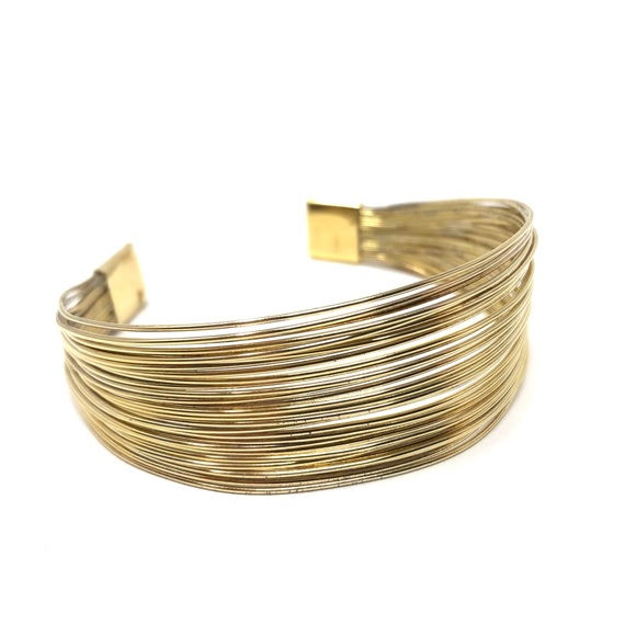 Sterling silver with gold overlay multi strand cuff, 24.2g - Picture 4 of 16